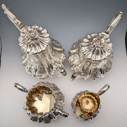 1873 年英國古董鍍銀茶/咖啡套裝埃爾金頓